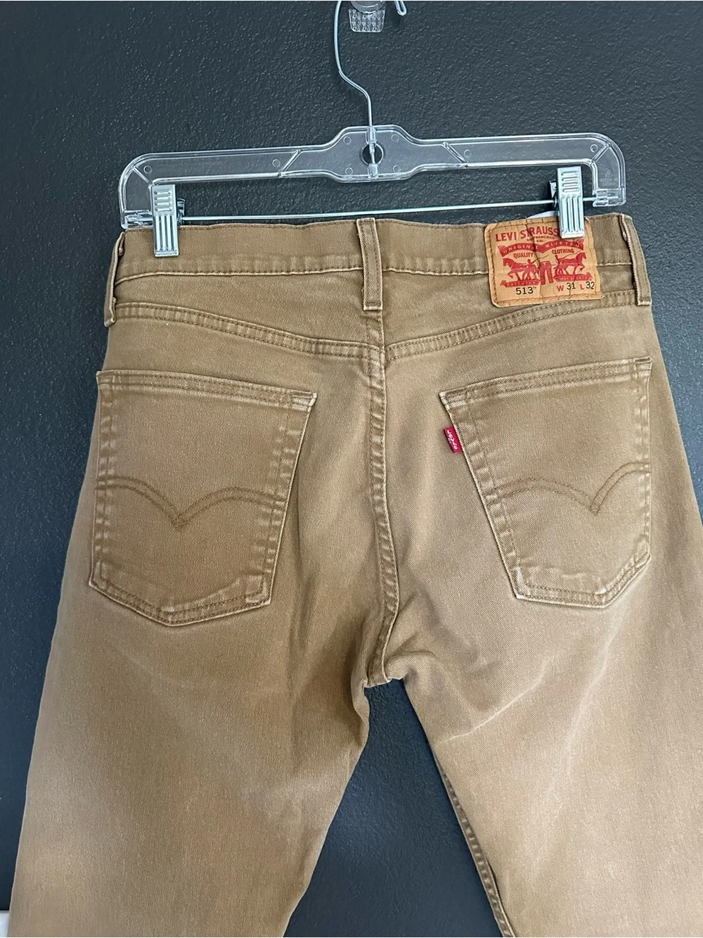 Levi’s 513 Slim Straight Khaki Stretch Jeans Men’s 31x30 Tan Casual Pants